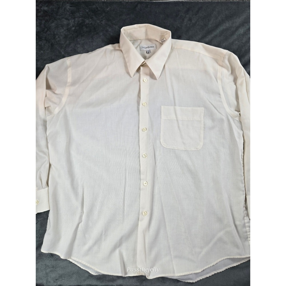 Yves Saint Laurent‎ Cotton Shirt Men's Extra Large Blue Long Sleeve Button 17